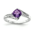thumbnail image 1 of Bague Carrée en Argent Sterling 925 Rhodié avec Diamant et Améthyste, 1 of 2