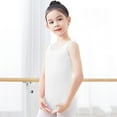 thumbnail image 4 of CYRBOKO Girls Gymnastics Leotards 2025, Performance Stretchy Training Sleeveless Ballerina Dancewear White Size 7-8 T, 4 of 7