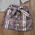 thumbnail image 4 of Franhais Baby Girl's Skirt Outfits Ruffle T-Shirt Tops Button Skirt Pencil Skirt Clothes Set, 4 of 6