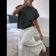 thumbnail image 5 of Suéter Acanalado para Mujer, Cuello Redondo, Corta, Corte Holgado, Tejido Floral, Tops Tipo Jersey. Gris M, 5 of 8