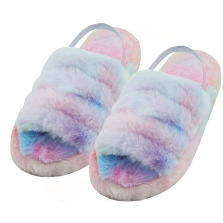 

Womens Slippers Soft and Fuzzy Plush Upper With Elastic Slingback Ladies House Slippers Sizes 6-11.