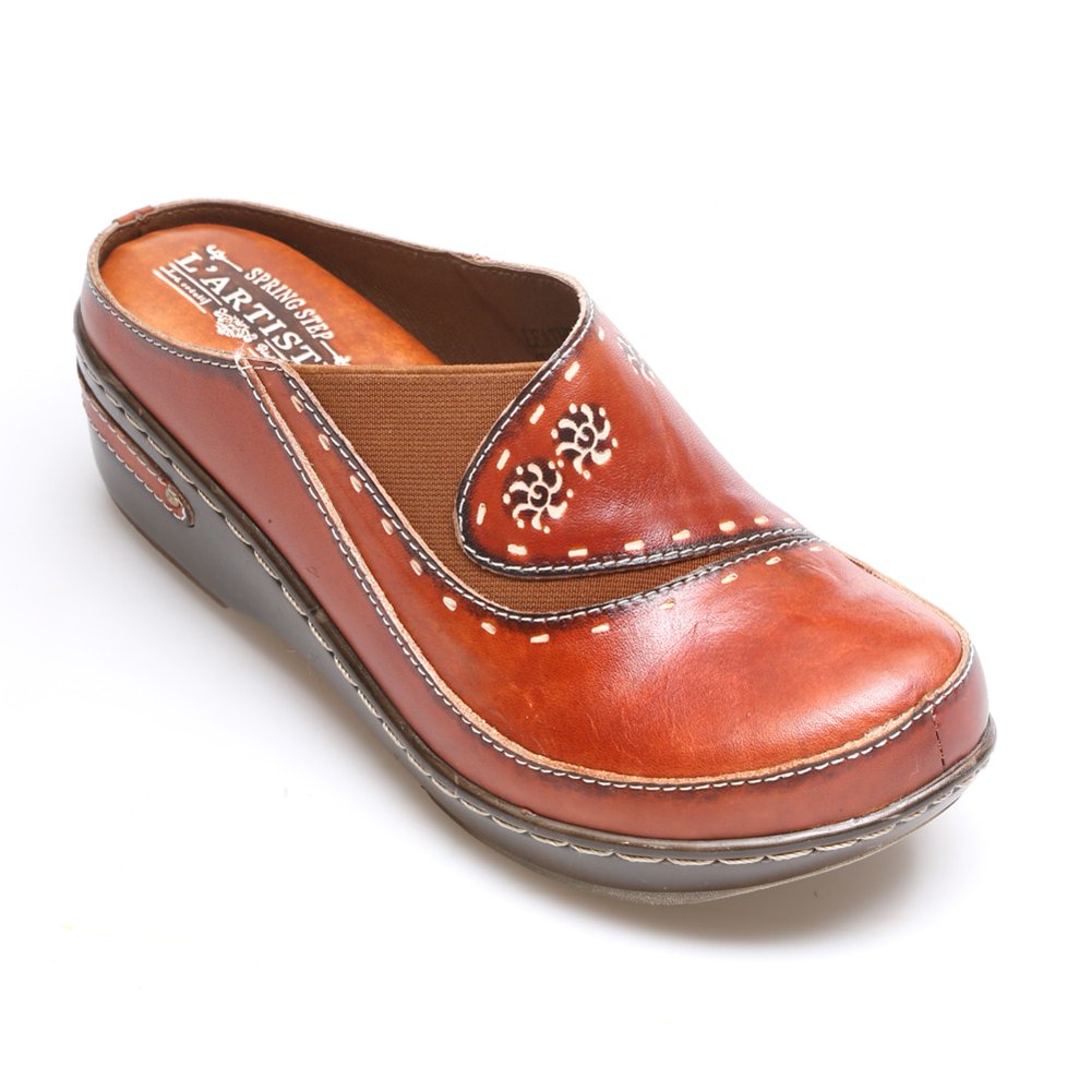 Spring Step L'Artiste Women's OpenBack HandPainted Leather Clogs