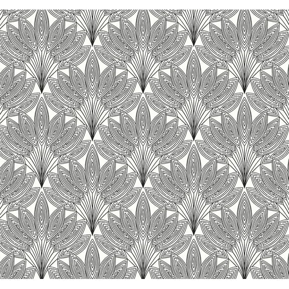 NextWall Ebony Peacock Leaves Peel and Stick Wallpaper