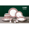 thumbnail image 4 of 12 Piece Porcelain Dinnerware Set for 2, Premium Plates and Bowls with Golden Rim, Mugs Set and Egg Cups,Red Geometry Checkered Pattern, 4 of 8