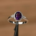 thumbnail image 2 of natural amethyst ring oval cut sterling silver halo engagement ring February birthstone purple gems ring, 2 of 3