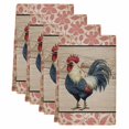 thumbnail image 2 of Farmhouse Roosters Kitchen Towels Set of 4, Countryside Farm Chicken Pink Leaves Absorbent Dish Towels for Kitchen, Microfiber Hand Towel, Quick Drying Tea Towel for Cleaning Decorative Dishcloths, 2 of 7