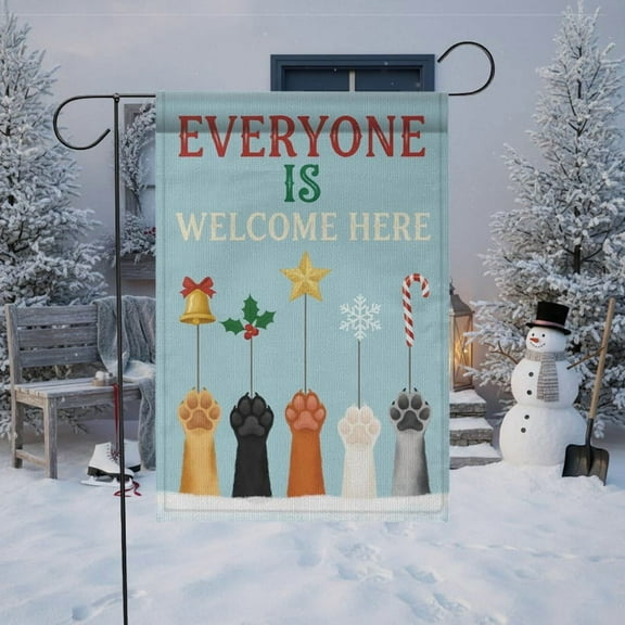 ViciArt Christmas Pet Paw Flag – 12" x 18" Holiday Garden Banner, Outdoor Dog & Cat Design