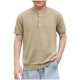 thumbnail image 1 of SDNall Chemise à Manches Courtes Unie pour Garçons, Haut Décontracté à Col Rond pour l'École au Quotidien, 1 of 7
