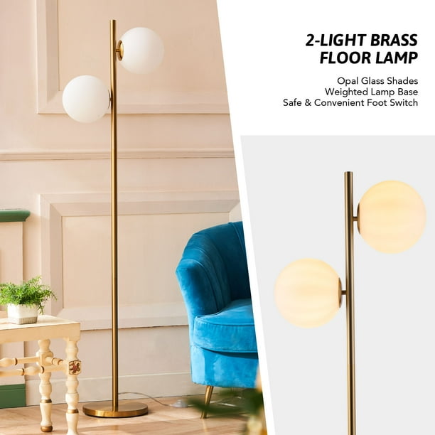 65 Standing Lamp With Glass Globe Shades E12 Industrial Floor Brass Com 65 Standing Lamp With Glass Globe, Floor Lamp Replacement Globe