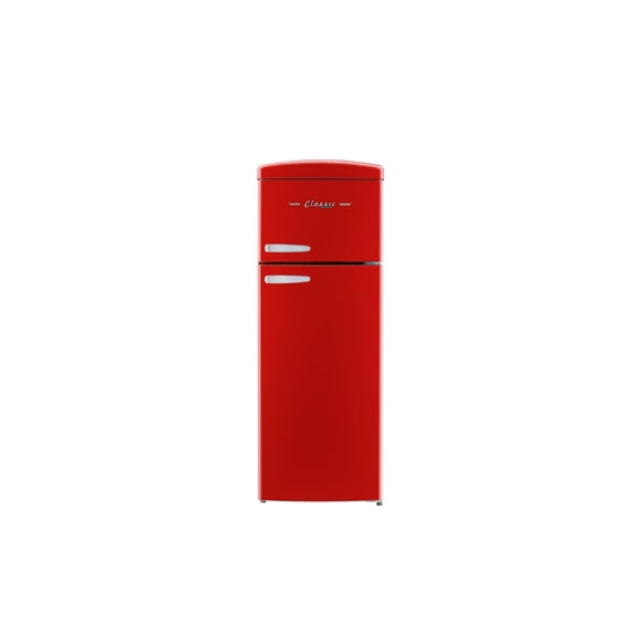 Classic Retro 7.5 cu ft Top Mount Refrigerator in Candy Apple Red