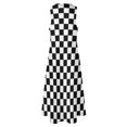 thumbnail image 4 of Robe à Carreaux Classique Noir Blanc Vintage Maxi Robe Mode de Rue Boho Plage Longues Robes Été Col en V Graphique Vestido, 4 of 4