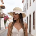 thumbnail image 6 of Hsqqdc Women Lace Bow Straw Sun Hat Wide Brim Beach Hat UV Protection Floppy Summer Cap, 6 of 6