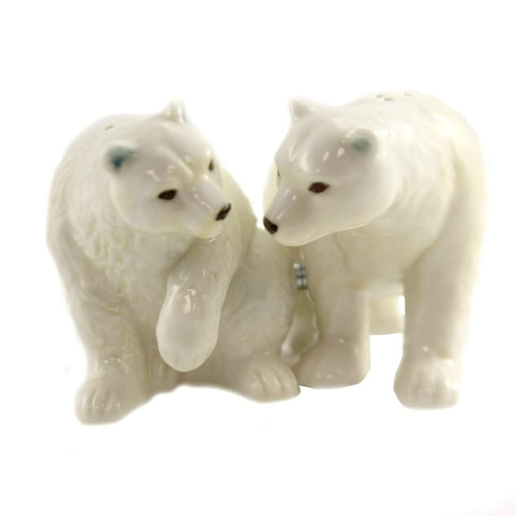 Pacific Trading Mr. and Mrs. Polar Bear 3 inch Ceramic Stoneware Salt and Pepper Shaker Set
