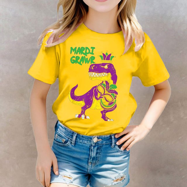 Hauts et Chemises pour Filles, T-Shirts Imprimés Décontractés à Col Rond et Manches Courtes avec Design pour Jeunes Fashionistas