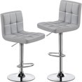 thumbnail image 3 of Yaheetech Set of 2 Faux Leather Swivel Bar Stools with Adjustable Height, Backrest & Footrest, Light Gray, 3 of 7