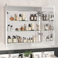 thumbnail image 6 of JUSTLET LED Bathroom Medicine Mirror Cabinet with Lights, 31.89" W x 27.56" H Wall-Mounted Aluminum Cabinet with Anti-Fog Dimmable Light Color Adjustment, Silver, 6 of 12