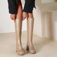 thumbnail image 2 of WEAIXIMIUNG Ladies Ankle Boots Dressy Ladies Fashion Solid Color Leather Square Toe Back Zip High Heel Boots, 2 of 8