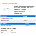thumbnail image 2 of Exhaust Resonator and Line Assembly - Compatible with 1994 - 1996 Toyota Camry 2.2L 4-Cylinder 1995, 2 of 2