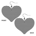 thumbnail image 2 of Leather Heart Earrings Dangle For Women Black White Mosaic Vertical Stripes Love Earrings Drop For Women, 2 of 6
