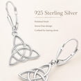 thumbnail image 5 of LeCalla 925 Sterling Silver Dangle Earrings | Trinity Celtic-Knot Triangle Earrings Women, 5 of 9