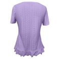 thumbnail image 6 of vigerkar Womens Fashion Short Sleeve Eyelet Tops Summer Casual Blouses Dressy Tops with Ruffle Hem (Purple, M), 6 of 6
