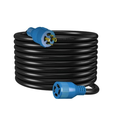 Makerz 253 Heavy-Duty Locking Generator Extension Cord - 4-Prong, 50' Length, NEMA L14-30P Twist Lock Connector to NEMA L14-30R, 7500 Watt Max Load, ETL-Certified