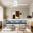 thumbnail image 3 of BoFang 48 inch Ceiling Fan with Light, Low Profile Flush Mount, Remote Control, DC Motor,White, 3 of 10