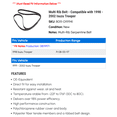 thumbnail image 2 of Multi Rib Belt - Compatible with 1998 - 2002 Isuzu Trooper 1999 2000 2001, 2 of 2