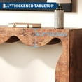 thumbnail image 3 of Farmhouse Console Table, Sofa Table with Scalloped Design & Storage Shelf | Rustic Hallway, Entryway Table for Apartment, Behind Couch Slim Furniture，Brown, 3 of 6
