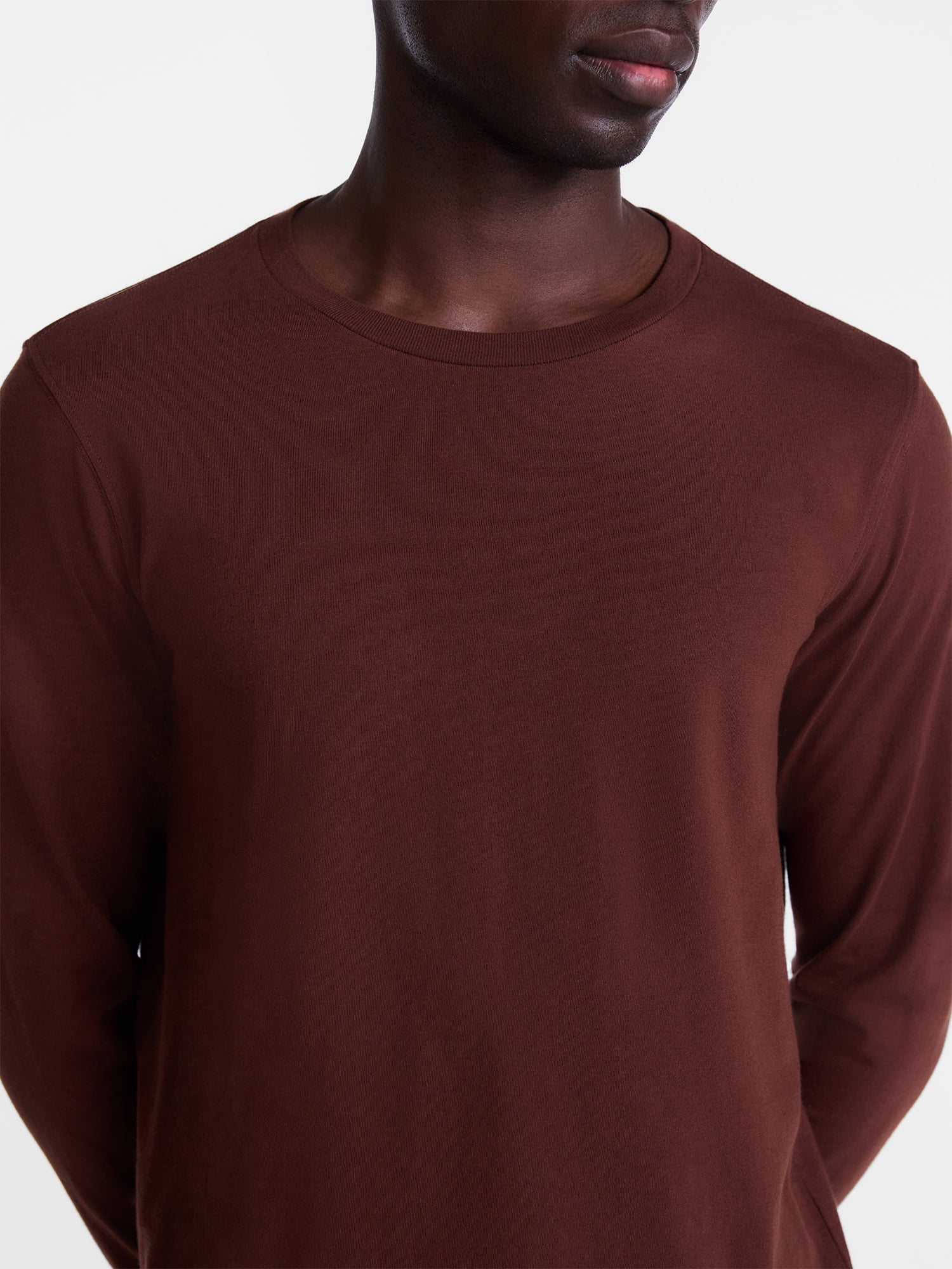George Men's and Big Men's Relaxed Fit Cotton Crewneck Tee with Long Sleeves, Size XS-3XL