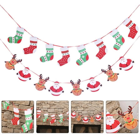 FOLOYORI 2Pcs Holiday Party Decorations Paper Garland Rectangular Shape for Christmas Parties and Banquets