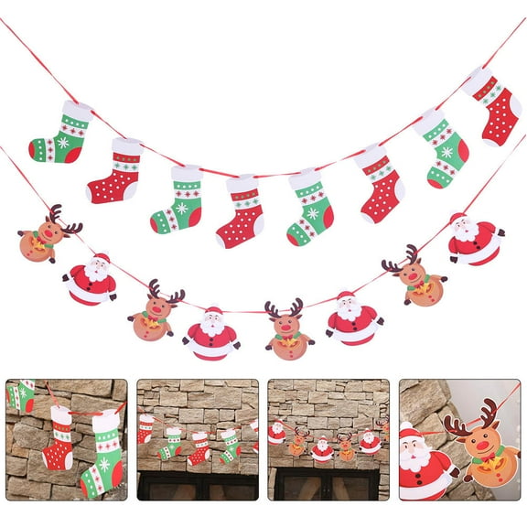 FOLOYORI 2Pcs Holiday Party Decorations Paper Garland Rectangular Shape for Christmas Parties and Banquets