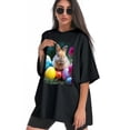 thumbnail image 3 of Plus Size Shirt for Women Black Tops for Women Oversized Short Sleeves Shirt for Women Easter Bunny T Shirt Crewneck Shirt for Women L, 3 of 5