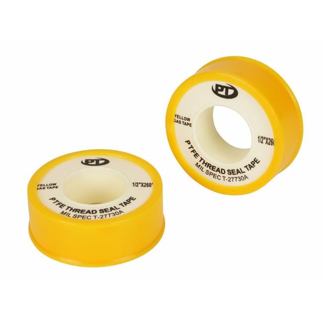 Gas Line Ptfe Thread Sealant Tape, 1/2 In X 260 In, Yellow, Full ...