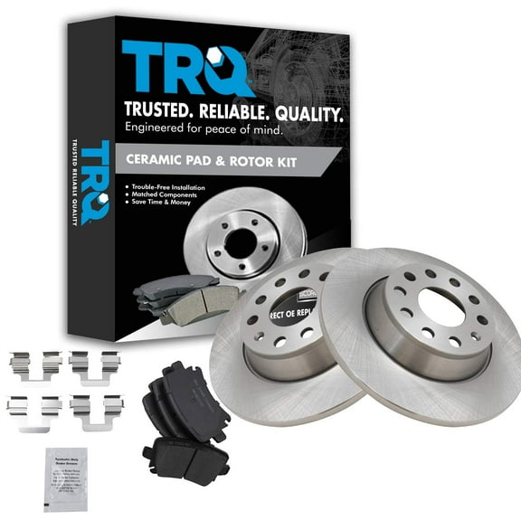 TRQ Rear Brake Pad & Rotor Kit Brake Pads Brake Rotor Ceramic Fits Select 2009-2010 Audi A3 A3 Quattro 2009-2016 Volkswagen CC Eos Passat 2009-2017 Tiguan 2017-2018 Tiguan Limited