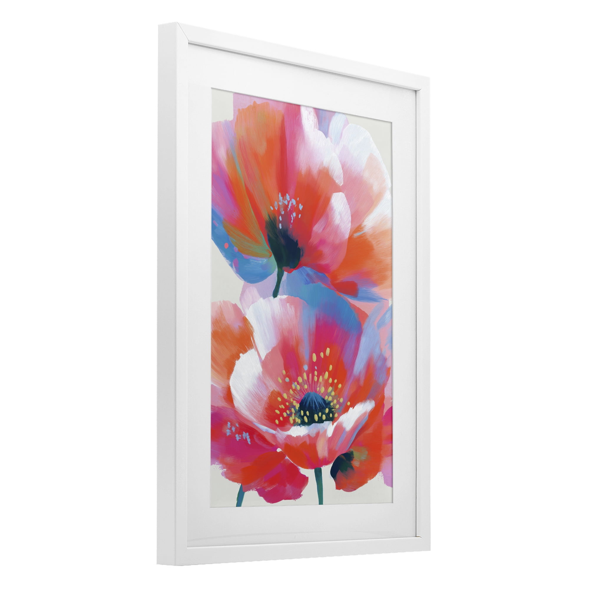 Stupell Industries Poppies in Soft Light White Framed Print Under Glass, design by Chromatic Storm Studio