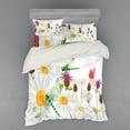 thumbnail image 2 of Ambesonne Dragonfly Bedding Set 3 Pcs, Daisy Field Spring, Twin XL, Fern Green White, 2 of 3