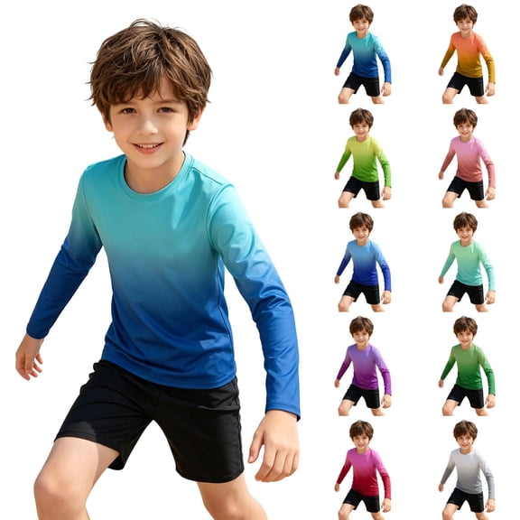Boys' Rash Guard Long Sleeve, UPF 50 Swim Shirt for Boys Kids Youth, UV Sun Protection Water Shirts for Beach Surf