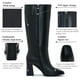 thumbnail image 4 of Botas Aizhenzm de cuero negro con tacón grueso hasta la rodilla para mujer, 4 of 5