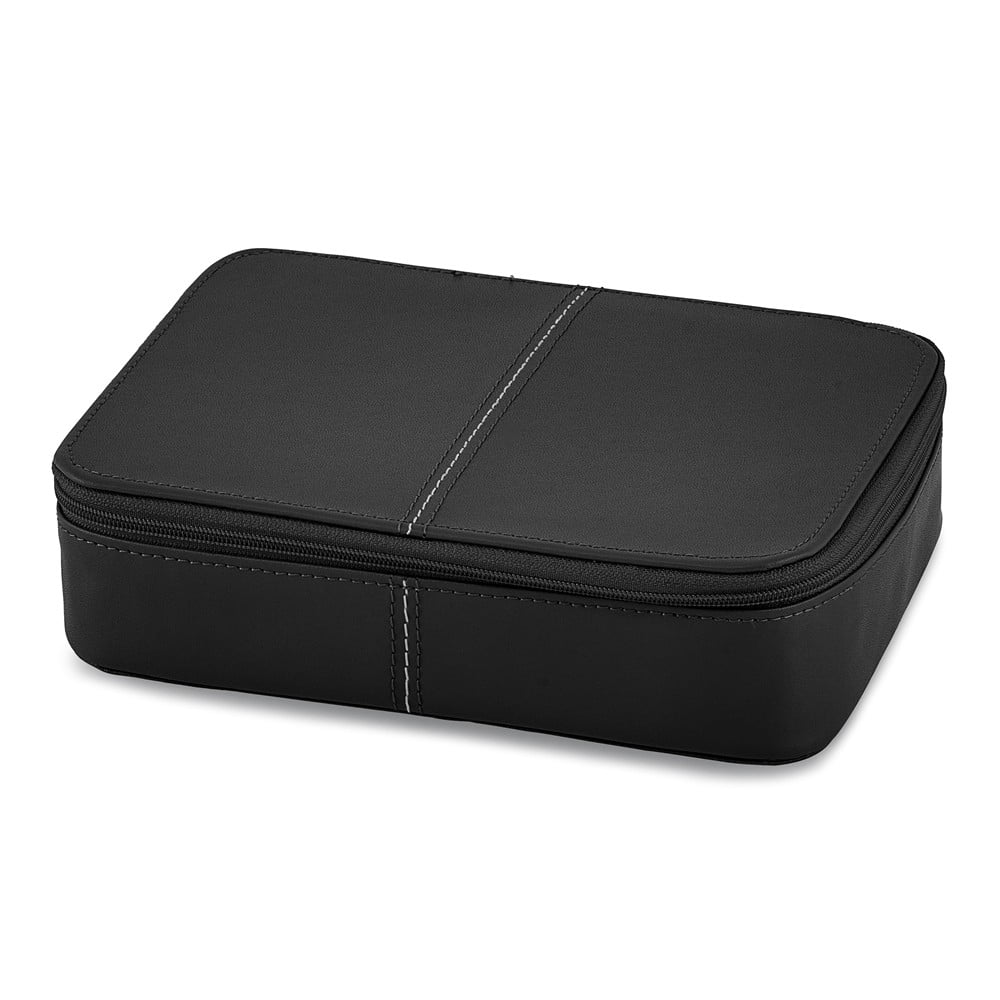 AA Jewels Black Leather Jewelry Box Zippered Closure 7.75" Walmart