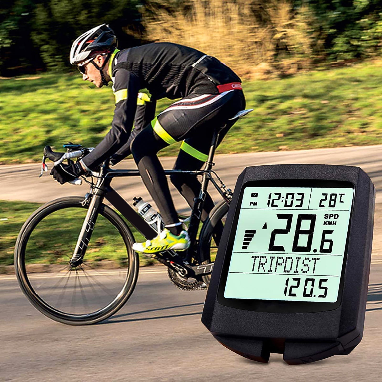 Onever Multifunction Bike Computer Luminous Bicycle Odometer LCD Display mountain bike Digital Wireless Bike Speed Meter Cycling Speedometer Walmart