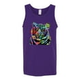 thumbnail image 2 of Cool Rainbow Neon Trippy Jungle Tiger Eyes Animal Lover Mens Graphic Tank Top, Purple, Small, 2 of 3