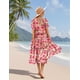 thumbnail image 3 of Vestido midi YESNO de verano con estampado floral con cuello en V y manga abullonada para mujer, 3 of 5