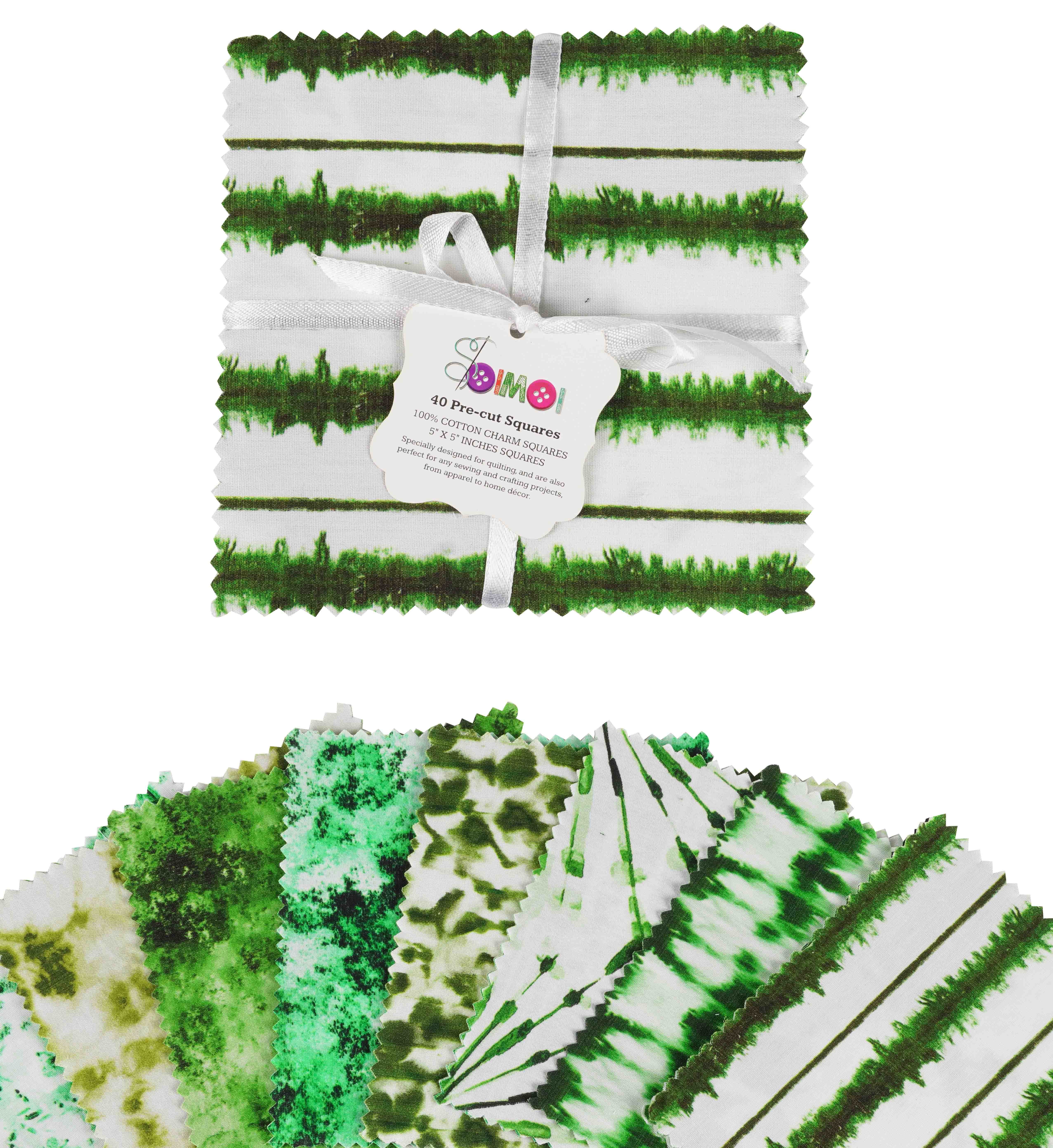 Soimoi Tie Dye Print&nbsp;Precut 10-inch Cotton&nbsp;Fabric&nbsp;Quilting&nbsp;Squares&nbsp;Charm Pack DIY Patchwork Sewing Craft-White