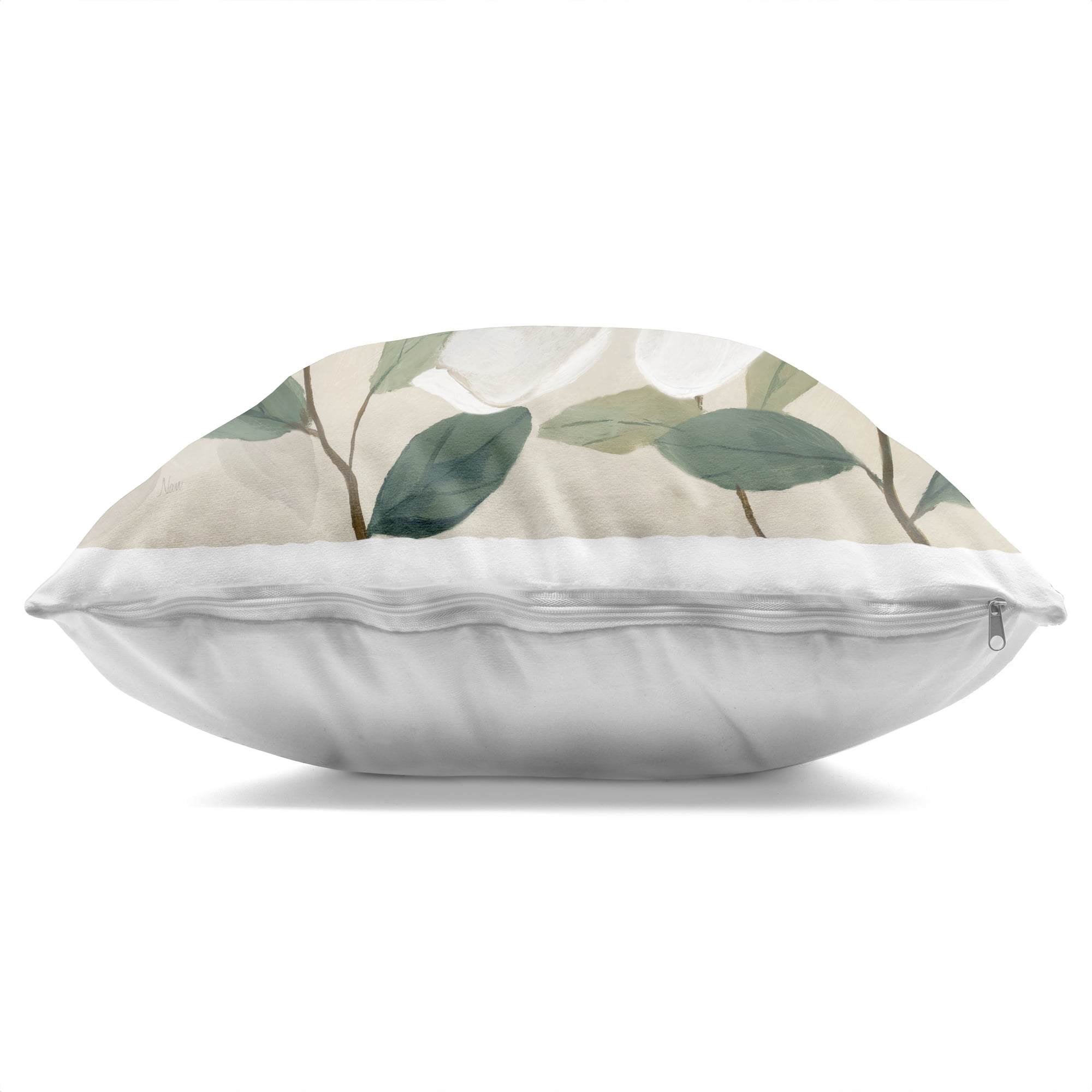 Stupell Industries Serene White Blossom with Leaves Decorative Printed Throw Pillow, design by Nan, 18 x 7 x 18