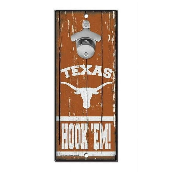 Wincraft 3208556406 Texas Longhorns Bottle Opener Wood Sign - 5 x 11 in.