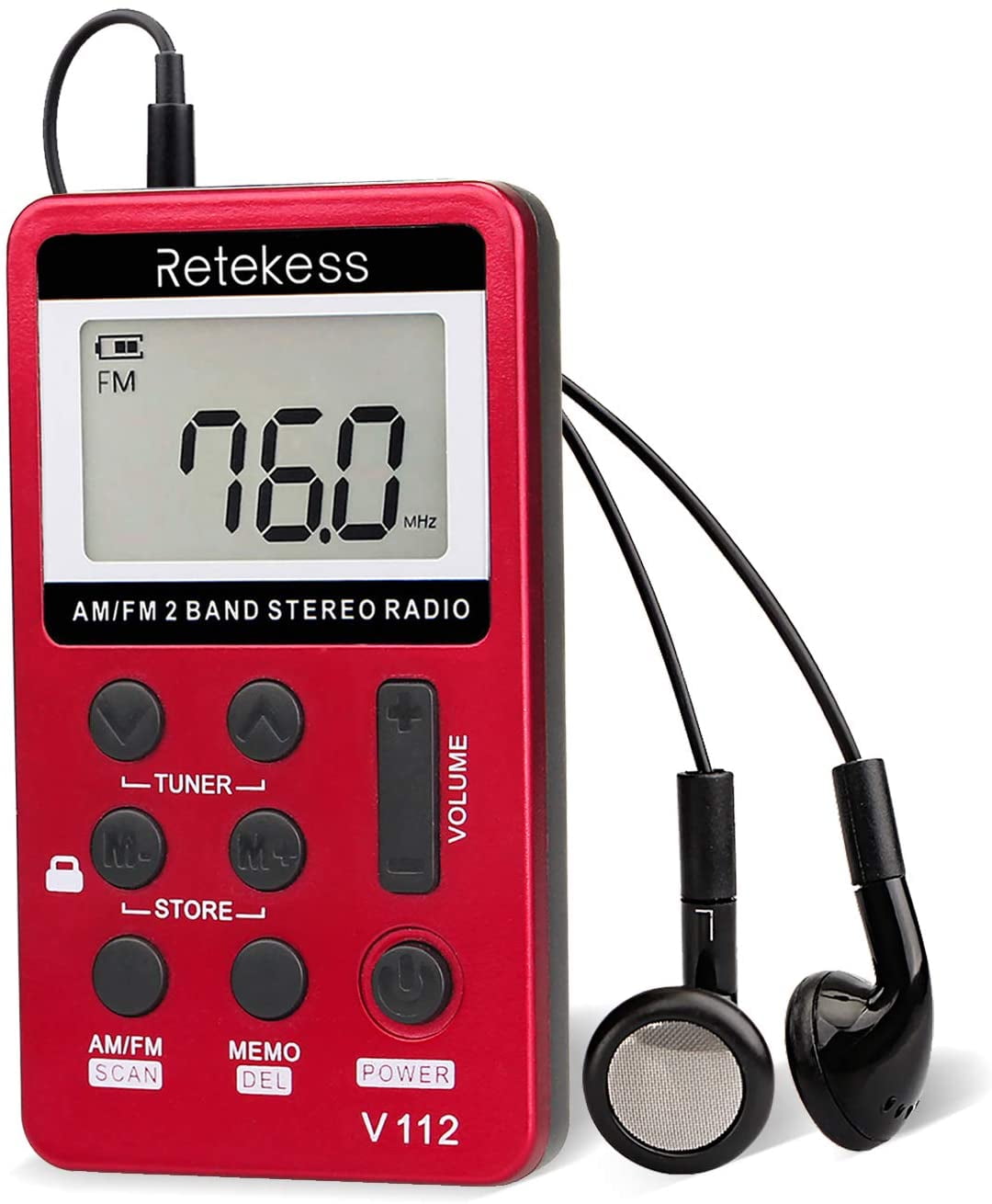 Black Retekess TR104 Walkman Headphone Radio FM Headset Radio Digital Receiver FM Hearing Protector Earmuff Support AUX Input Battery Powered 
