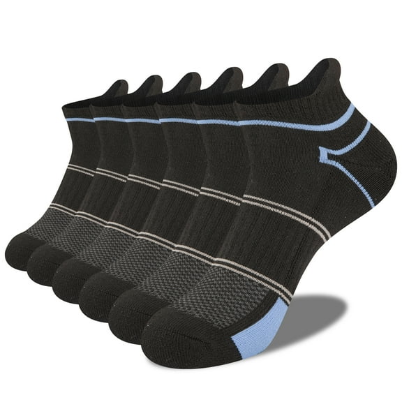 LITERRA Mens Ankle Low Cut Socks Cushioned Brathable Socks 6 Pairs