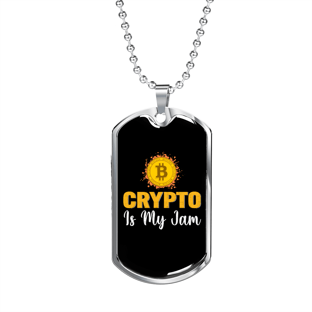 Crypto is My Jam Crypto Necklace Stainless Steel or 18k Gold Dog Tag 24