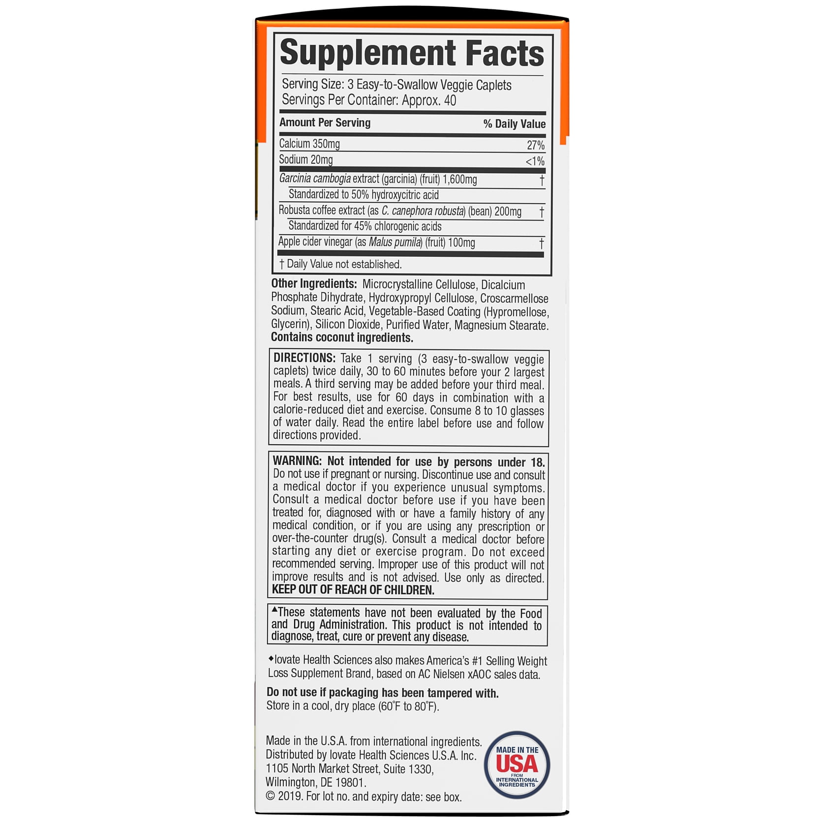 100% Garcinia Cambogia Weight Loss Supplements with Green Coffee Extract, Caffeine Free, Gluten Free, 100 Veggie Tablets